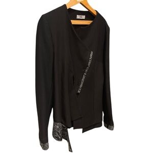 iXOs M black & contrast inserts asymmetrical tailored lined snap front jacket